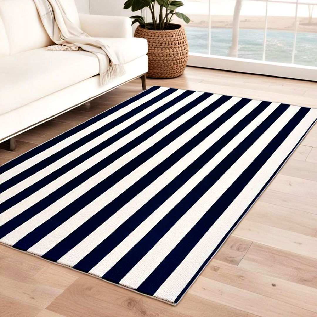 add nautical striped rugs