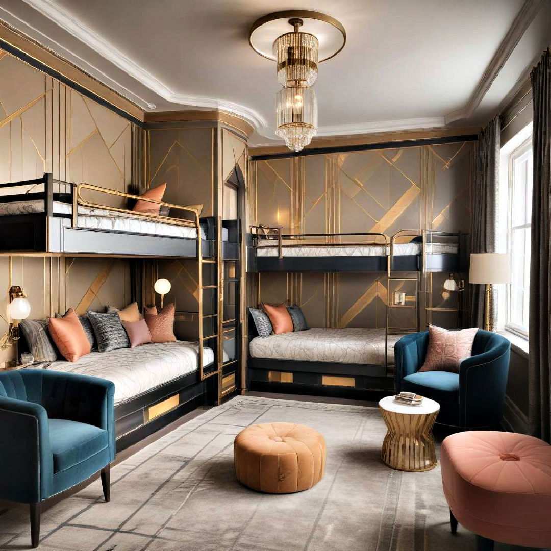 art deco inspired bunk room