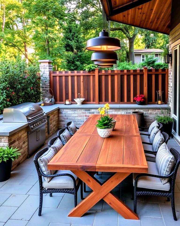 bbq with outdoor dining table