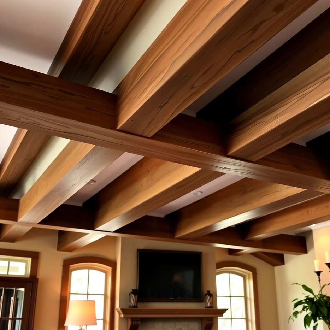 beamed ceiling with decorative corbels