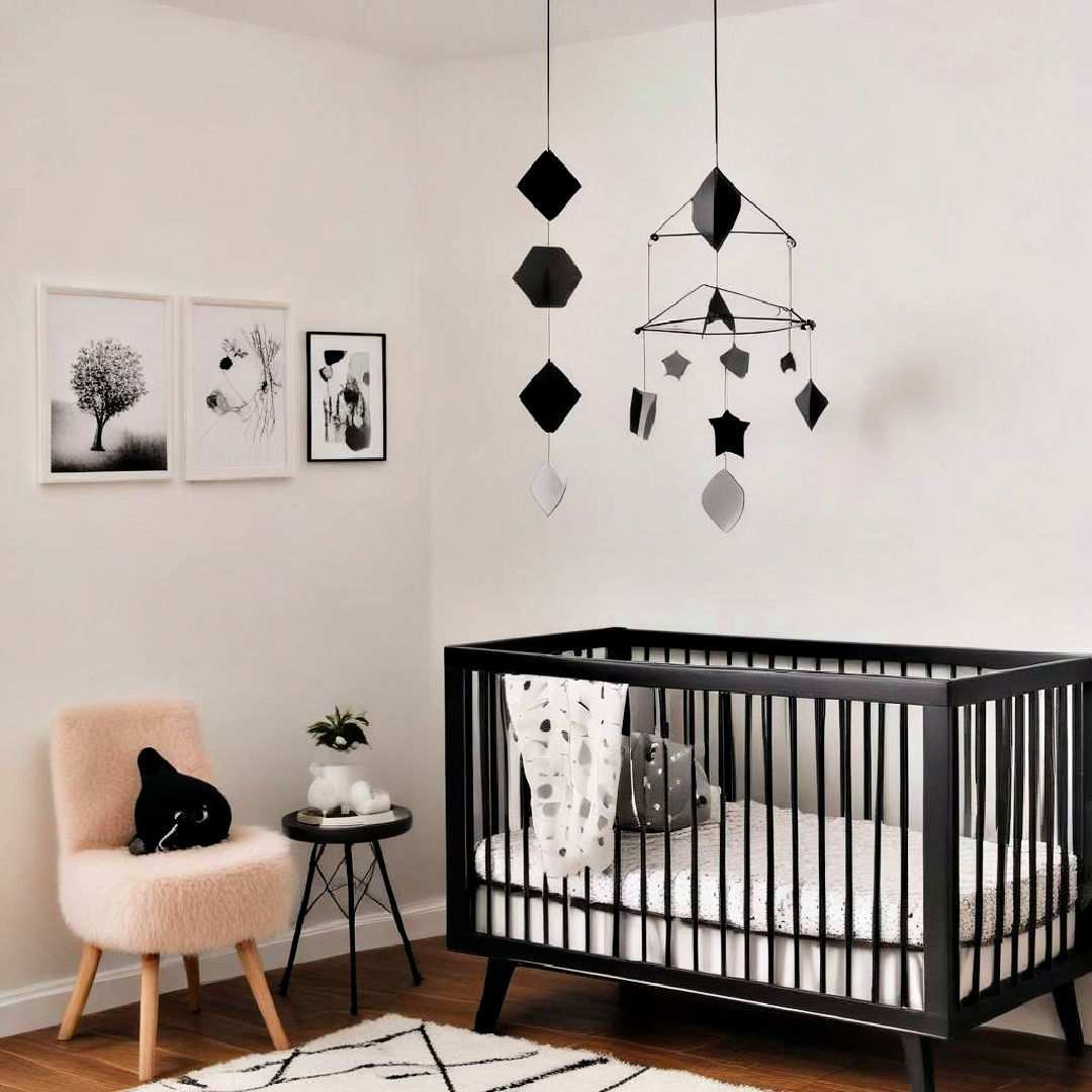 black and white geometric mobile