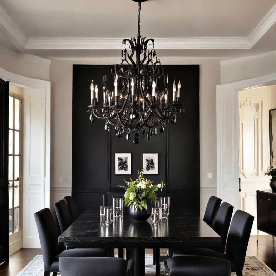 black chandeliers