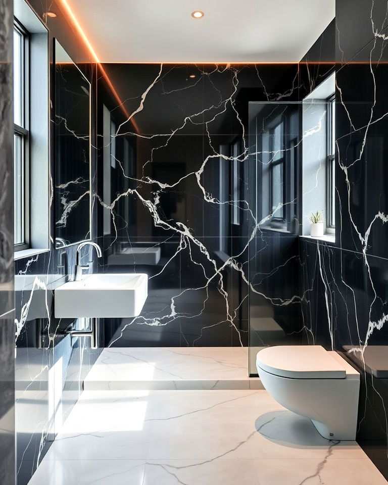 black marble small bathroom