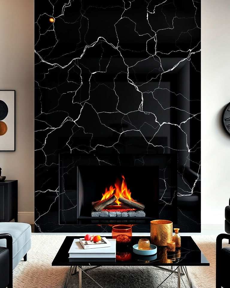 black onyx fireplace for a glamorous statement