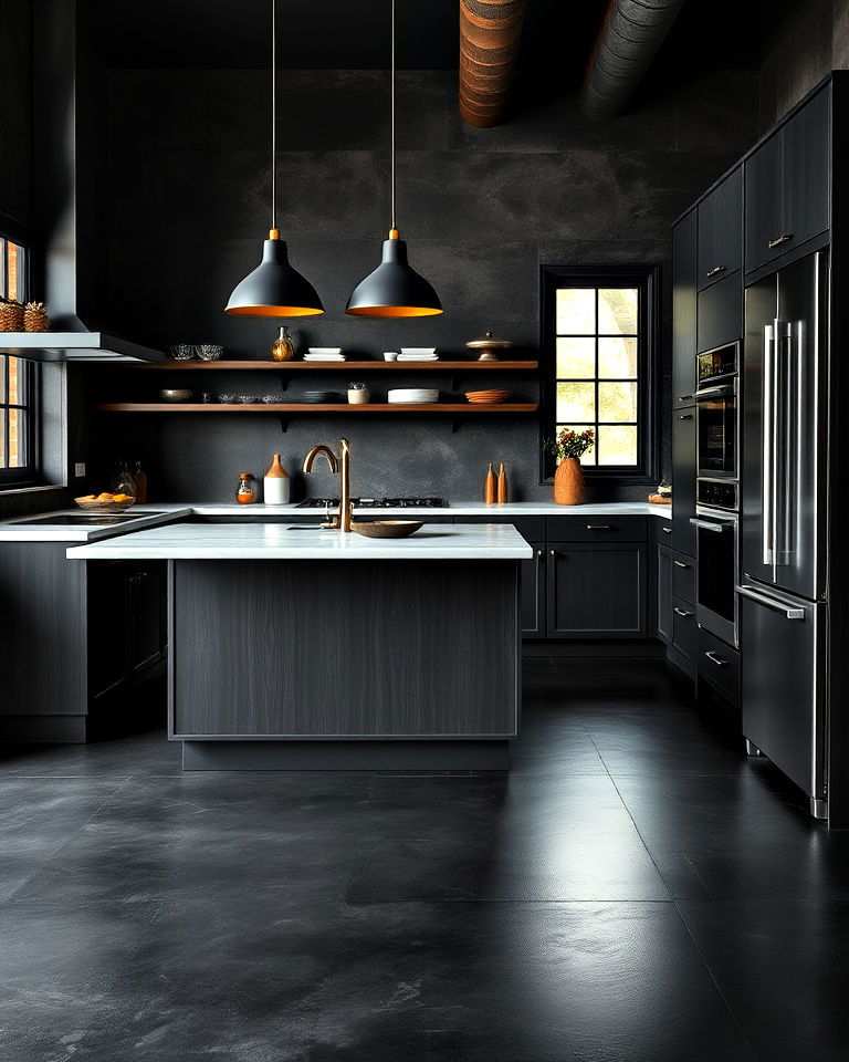 black stained concrete floors