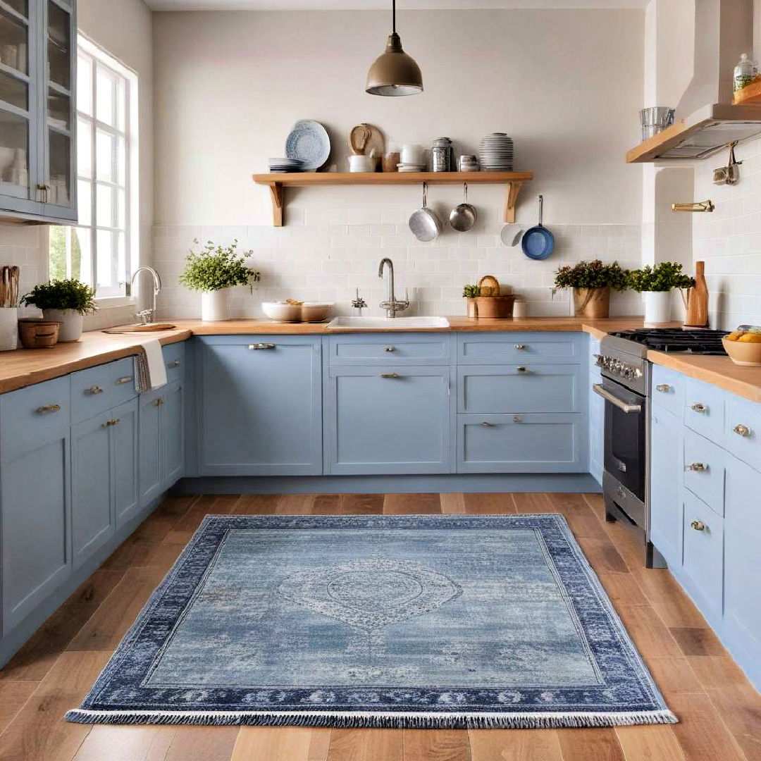 blue kitchen rugs for a cozy touch