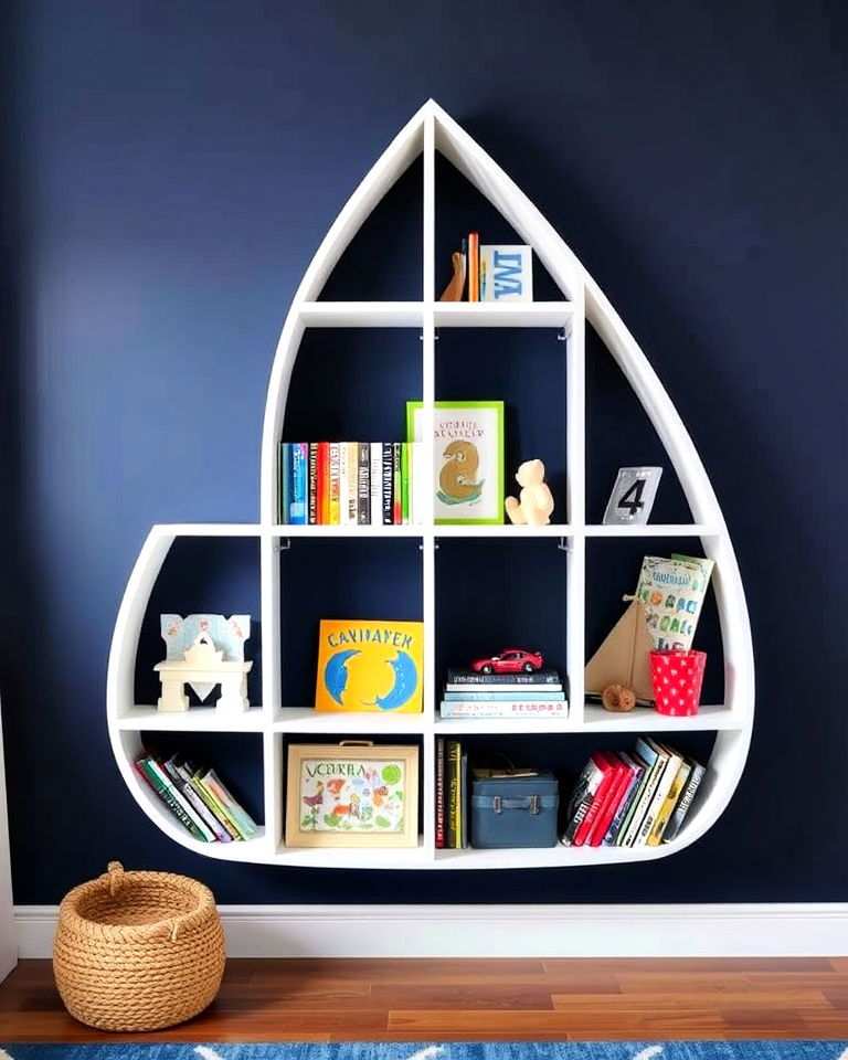 boat shaped bookshelves