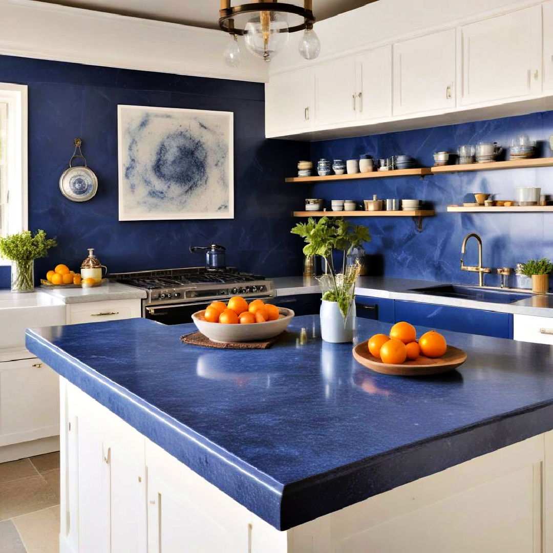 bold blue countertops for a striking surface