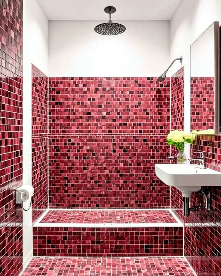 burgundy mosaic tiles for intricate detailing