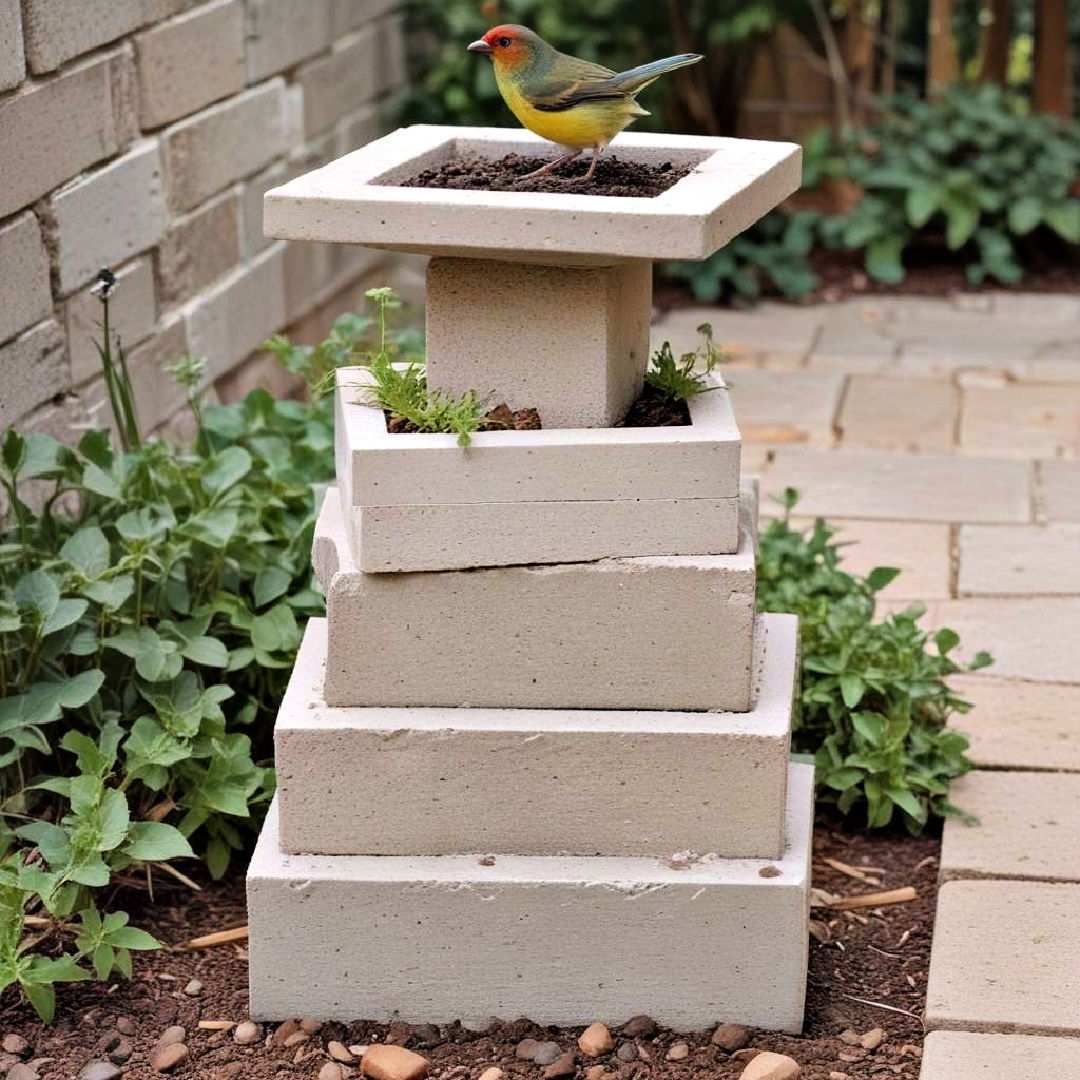 cinder block bird baths