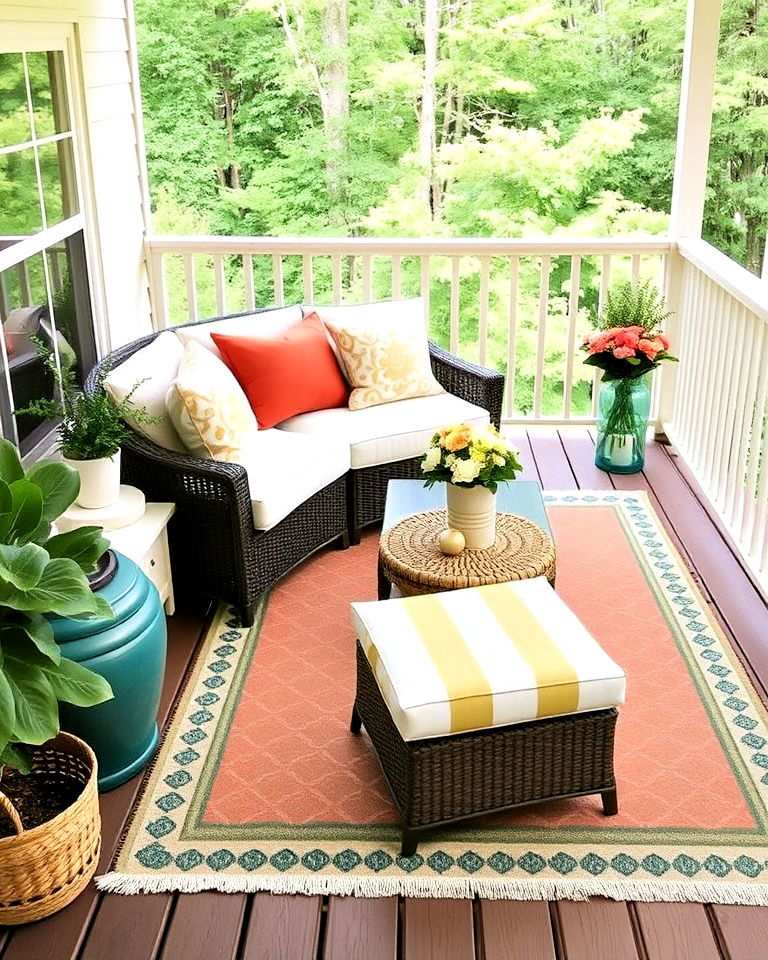 color coordinated décor for deck
