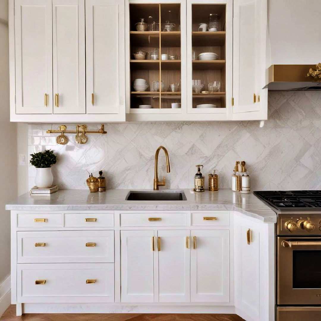 custom made cabinets with unique gold hardware