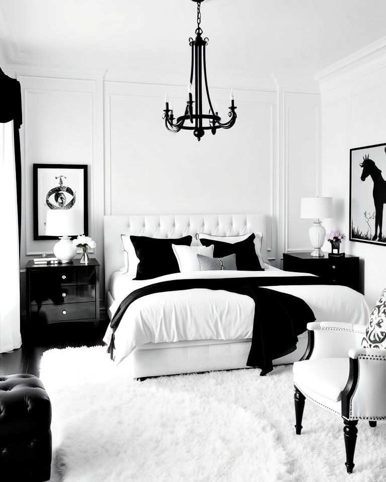 elegance black and white bedroom