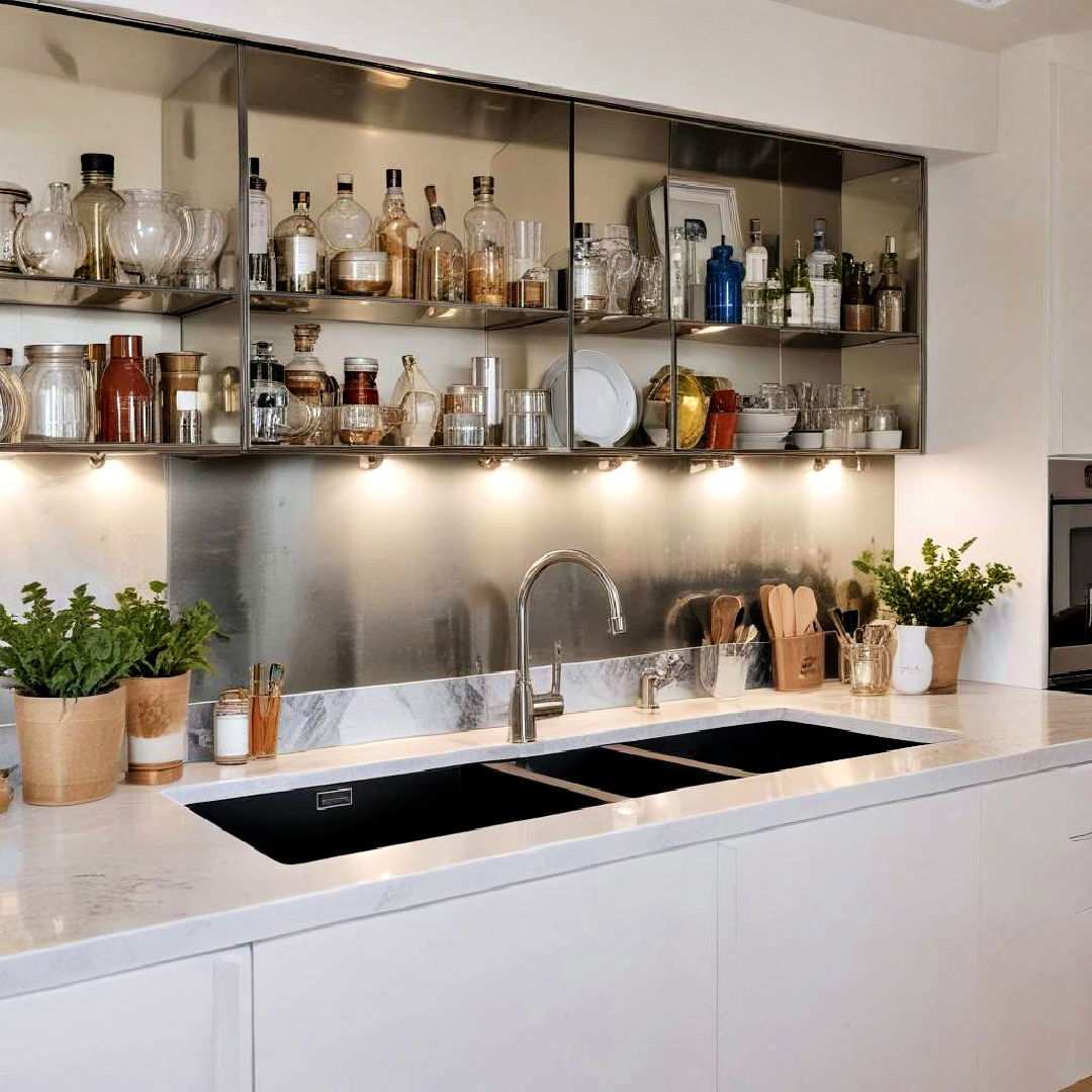 employ mirrored backsplashes