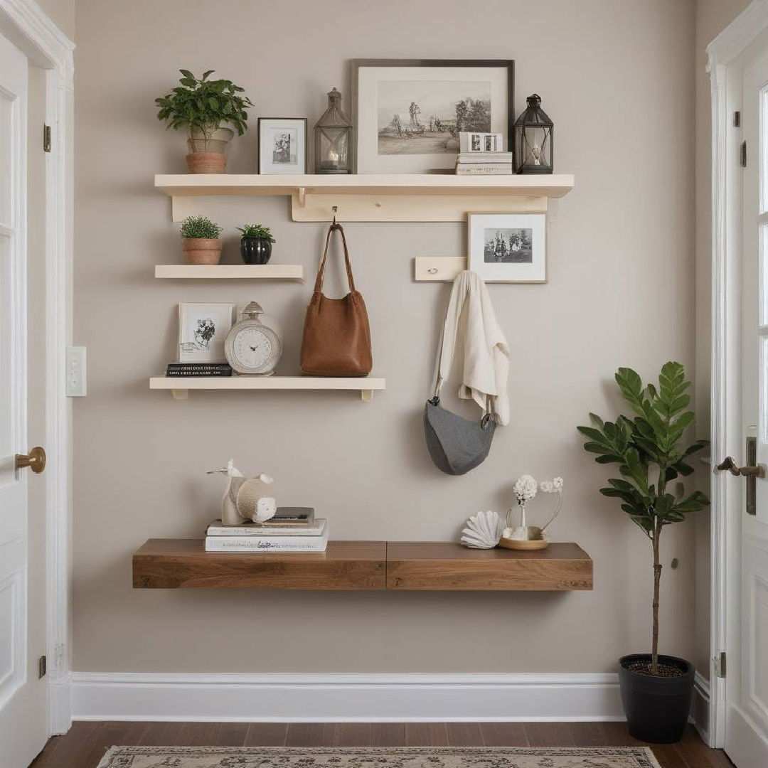 entryway wall floating shelves