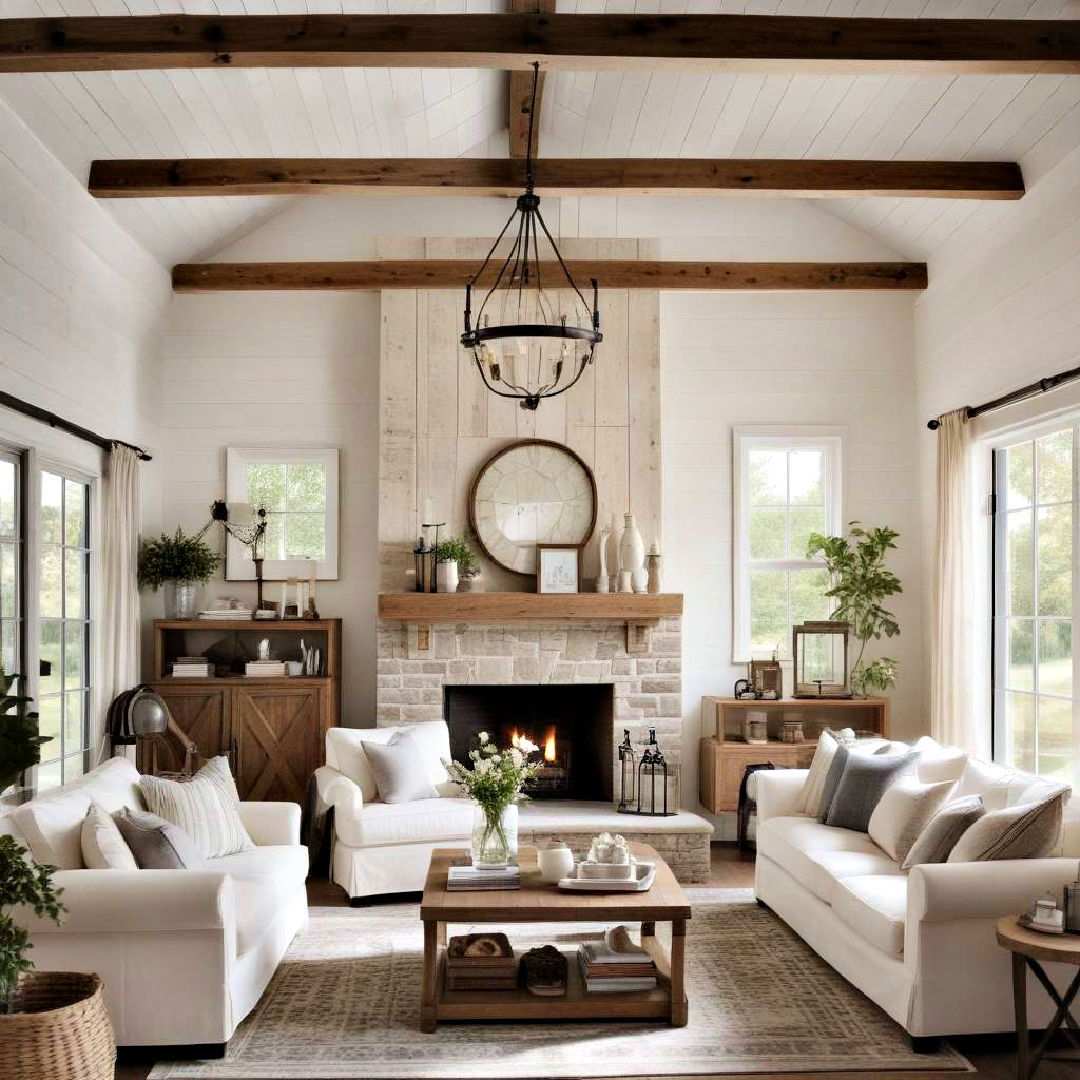 Farmhouse Chic with Shiplap and Beams