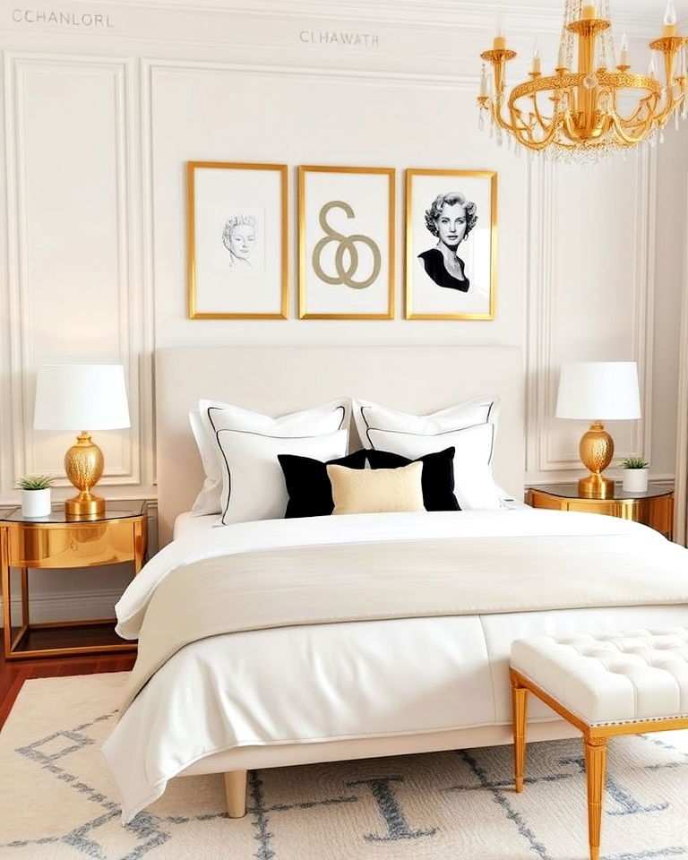 gold accents for subtle glamour bedroom