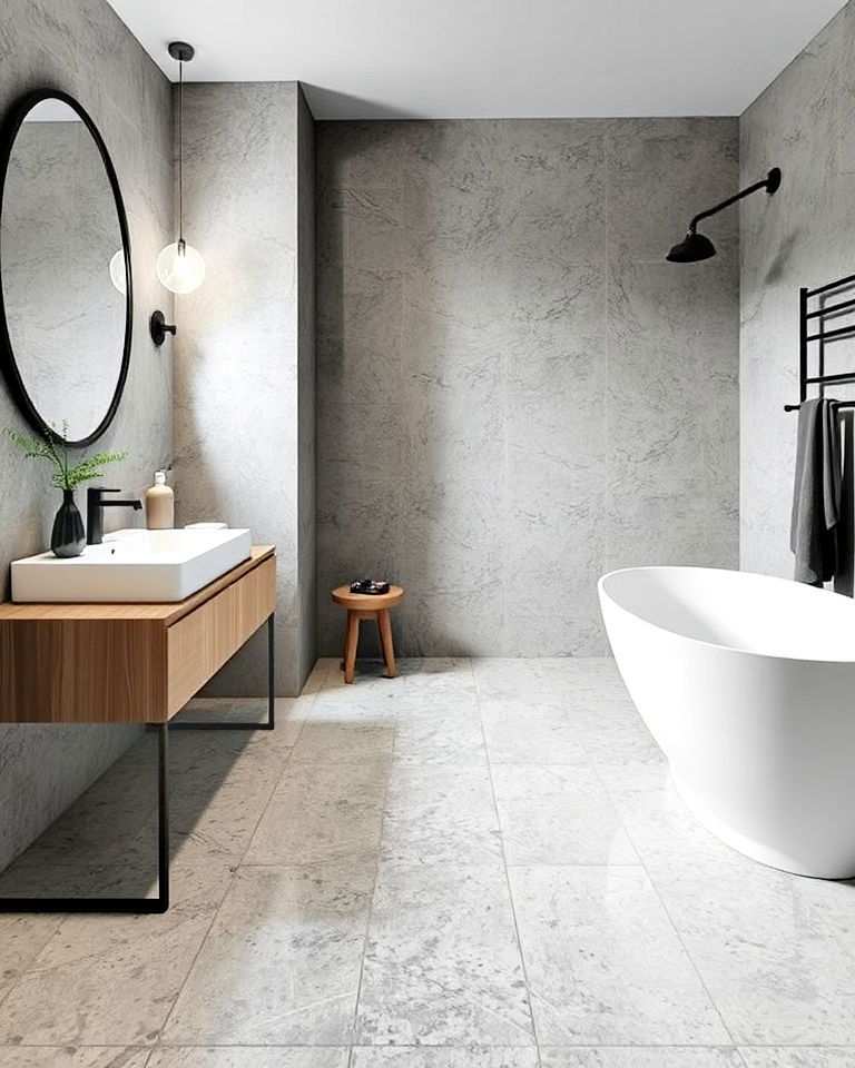 grey terrazzo tiles for a playful twist
