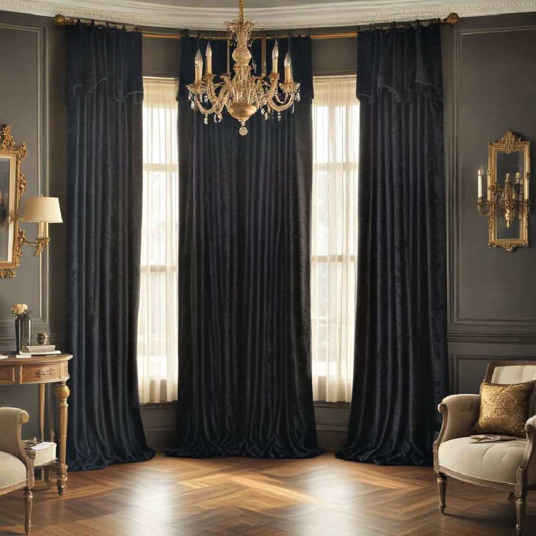 hang heavy drapes for a dramatic look