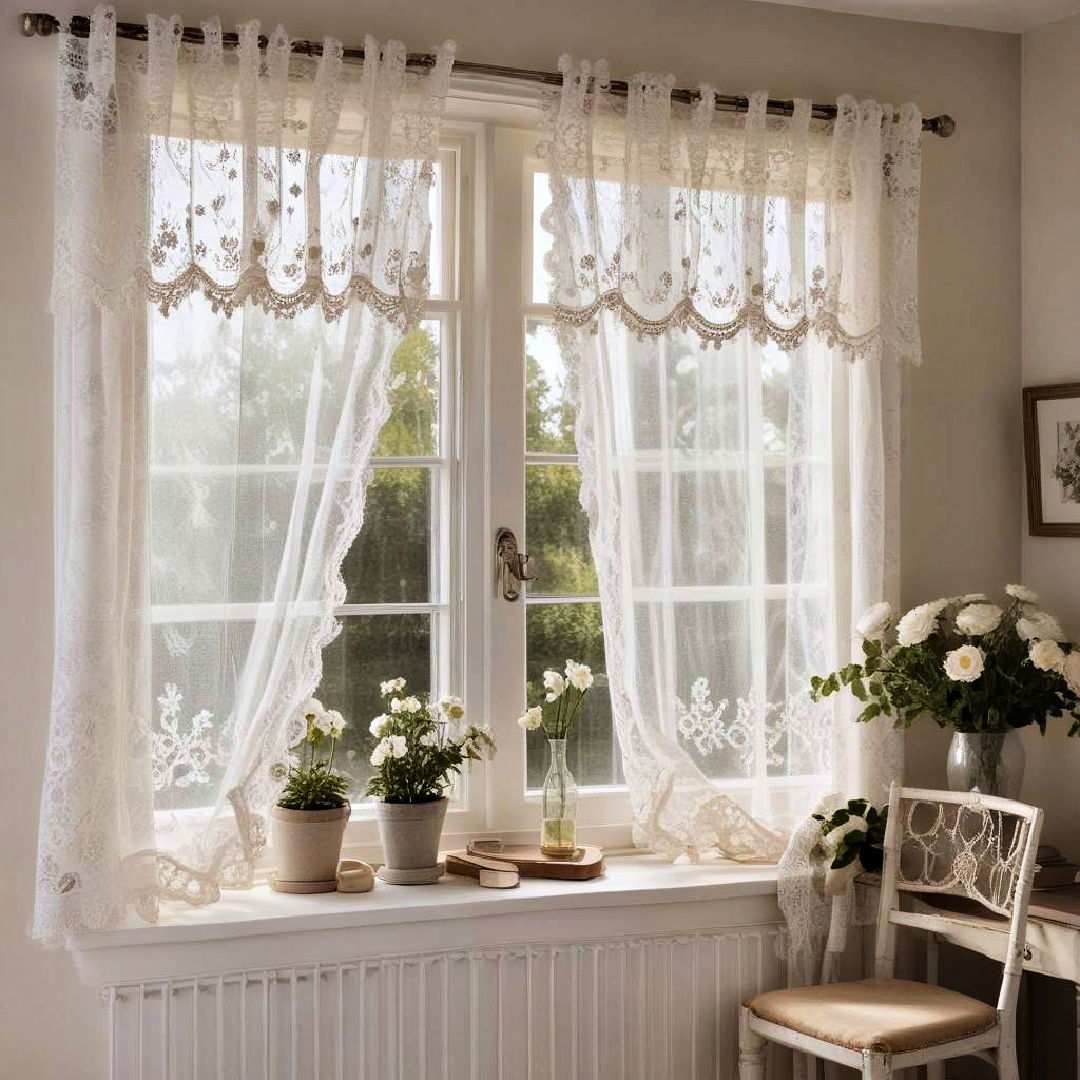 incorporate lace curtains for a delicate touch