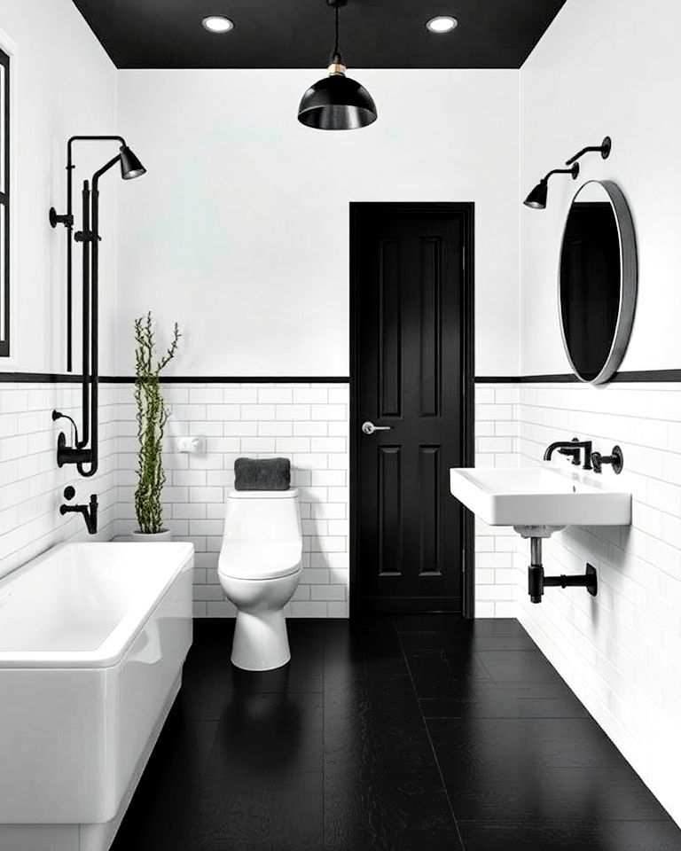industrial edge bathroom with metal fixtures