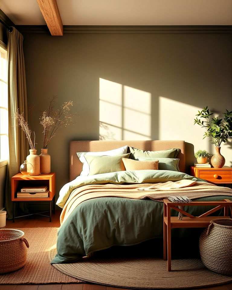 layer olive green with earthy tones