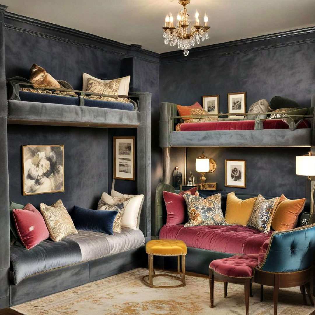 luxe velvet bunk room