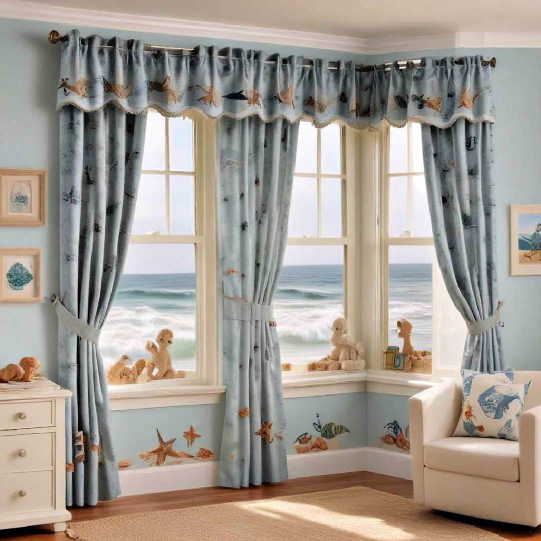 ocean themed window curtains