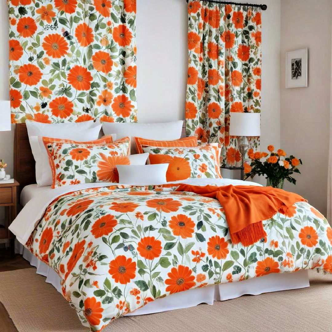 orange floral patterns
