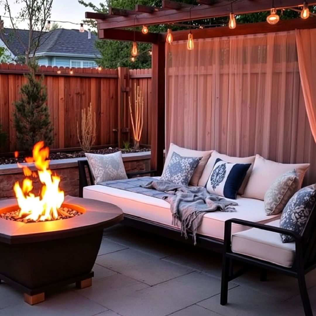 outdoor bed with fire pit