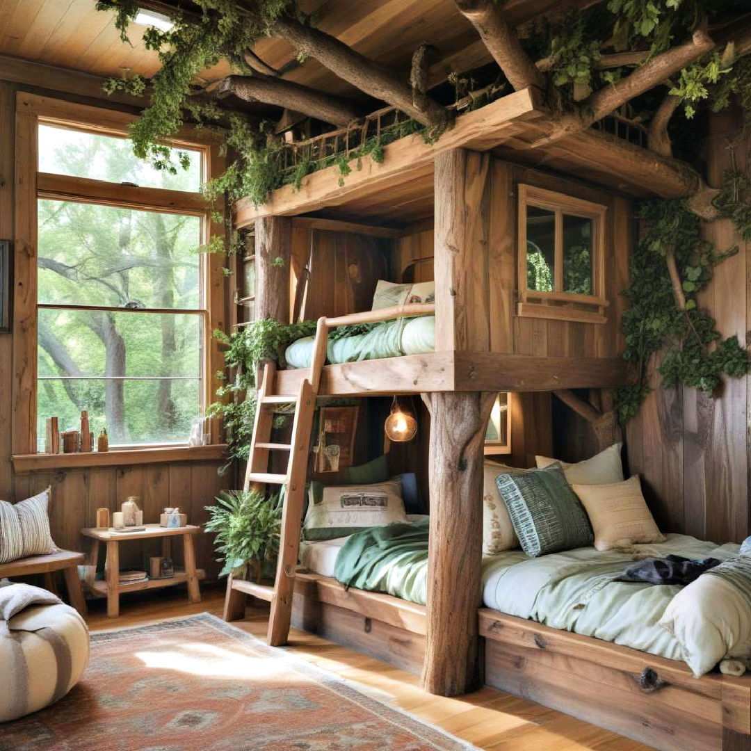 outdoor inspired treehouse bunks