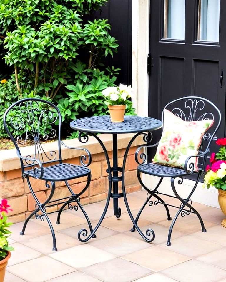 patio bistro set for meals or coffee breaks