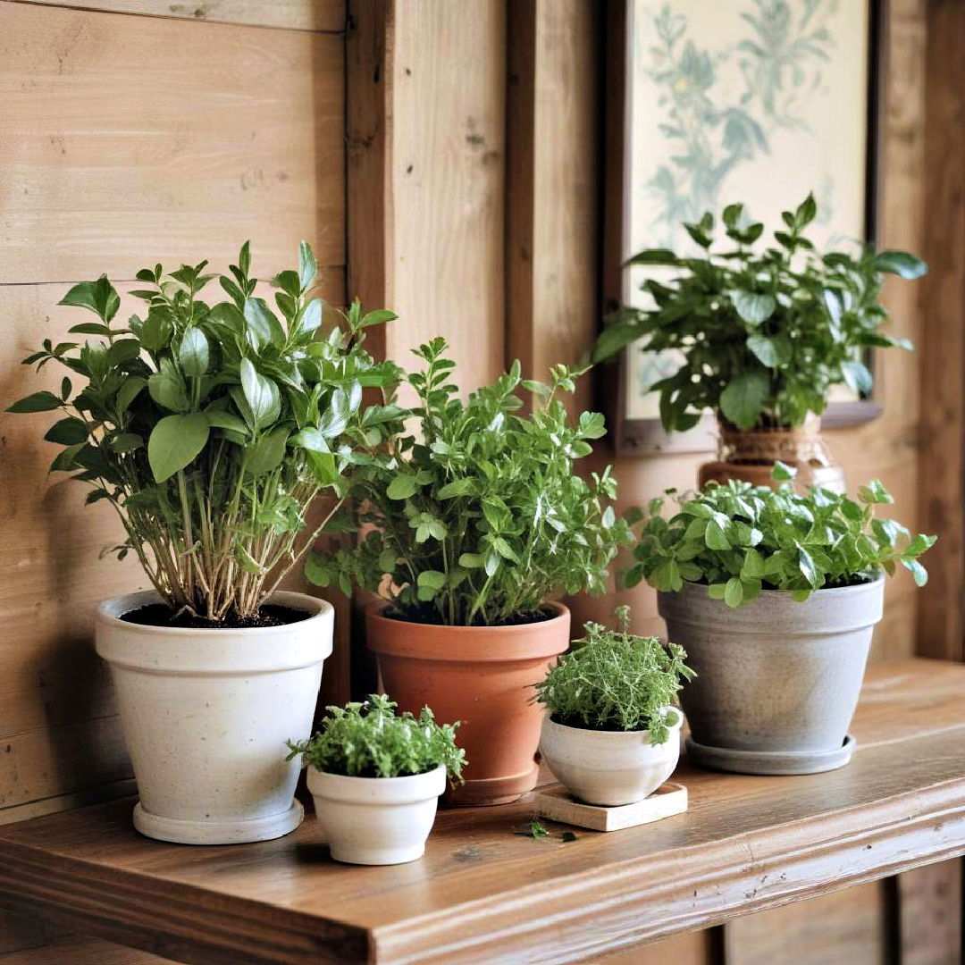 potted herbs