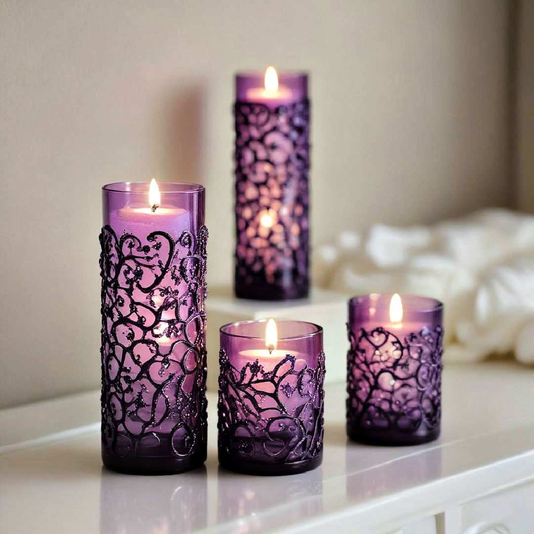 purple candle holders