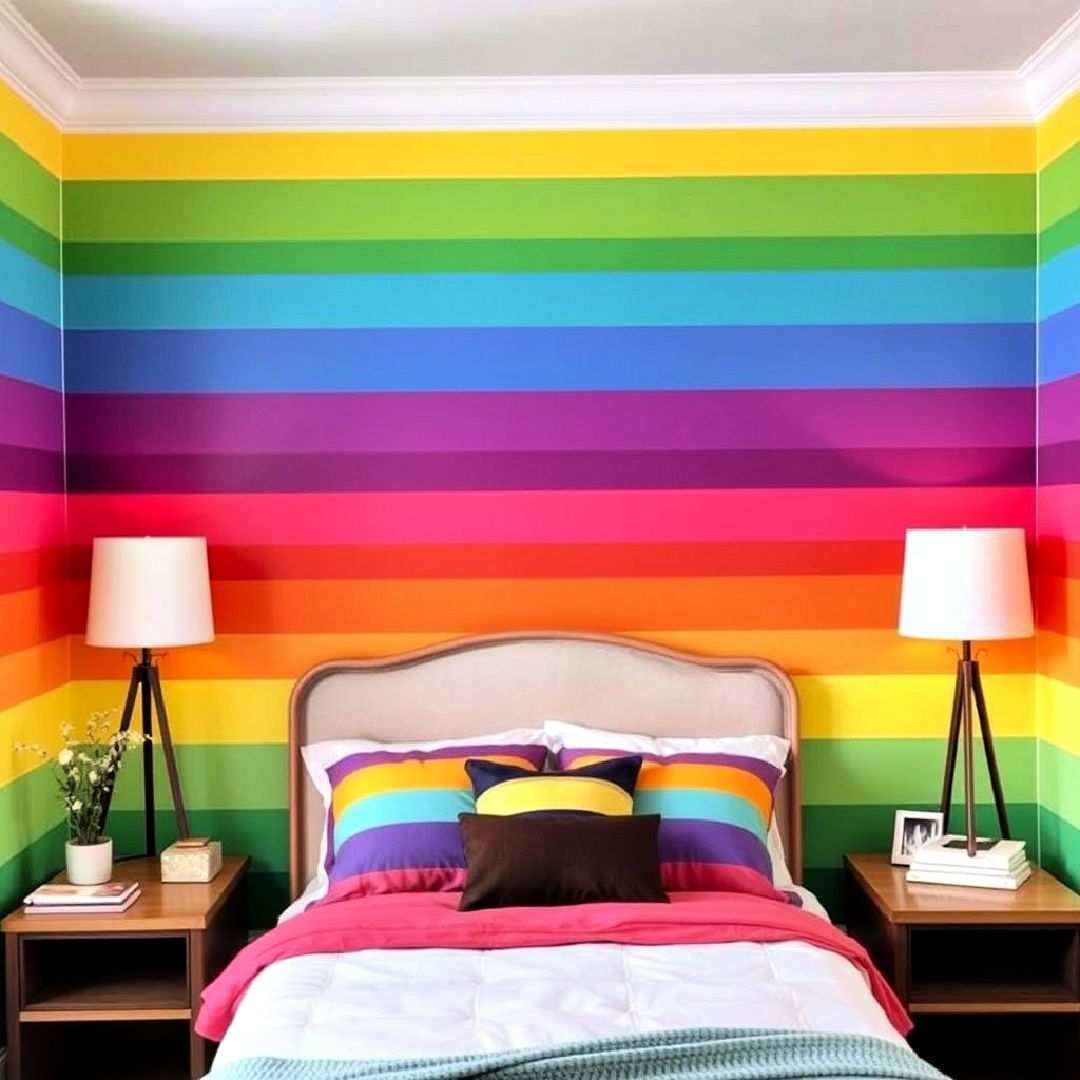 rainbow accent wall