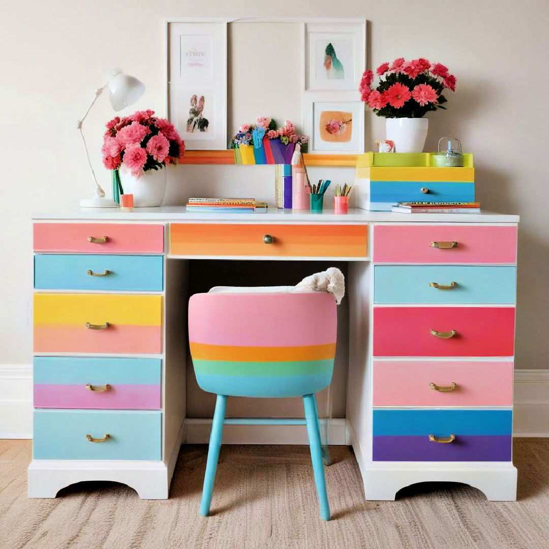 rainbow desk or dresser