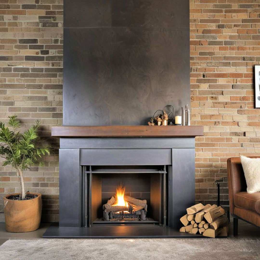 rustic metal fireplace insert