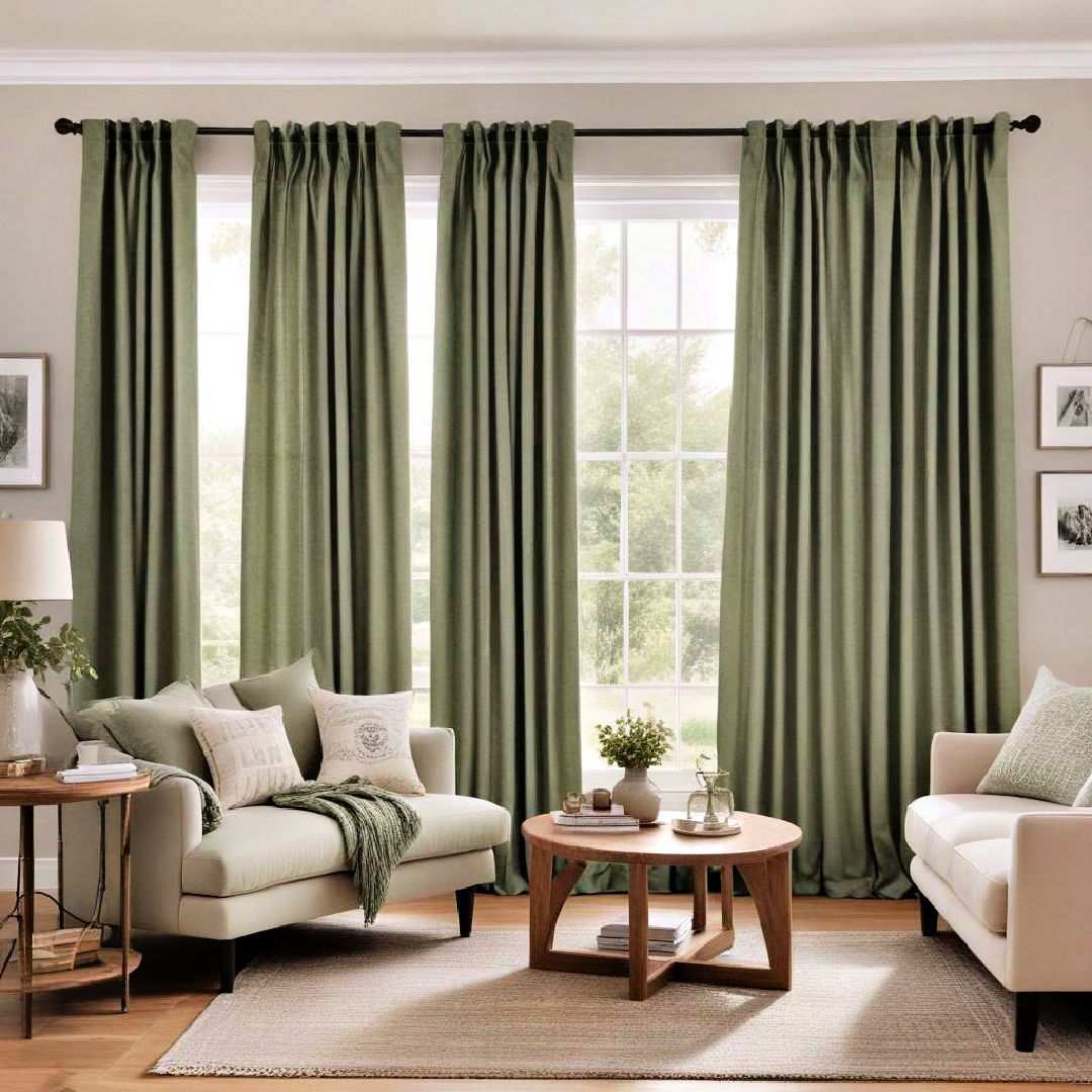sage green curtains