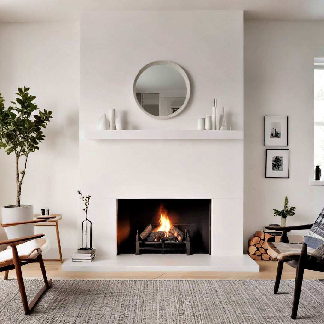 scandinavian inspired white fireplace