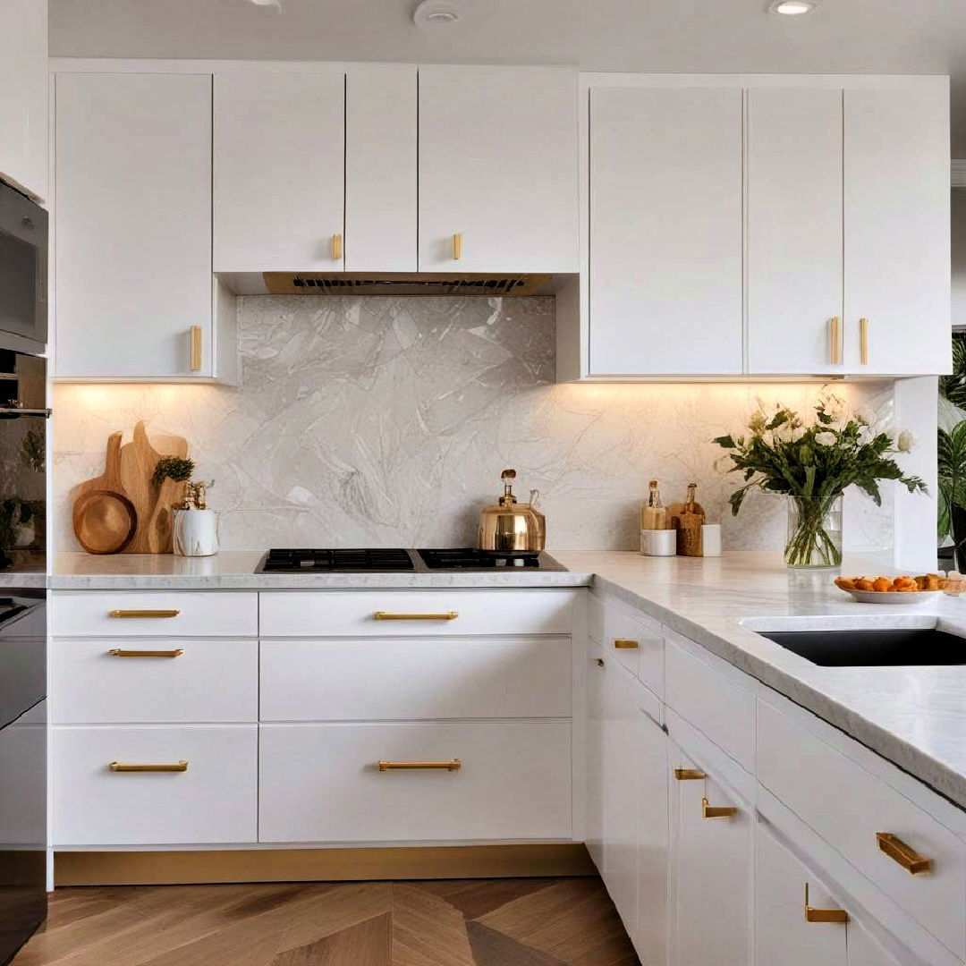 slab cabinets with gold handles