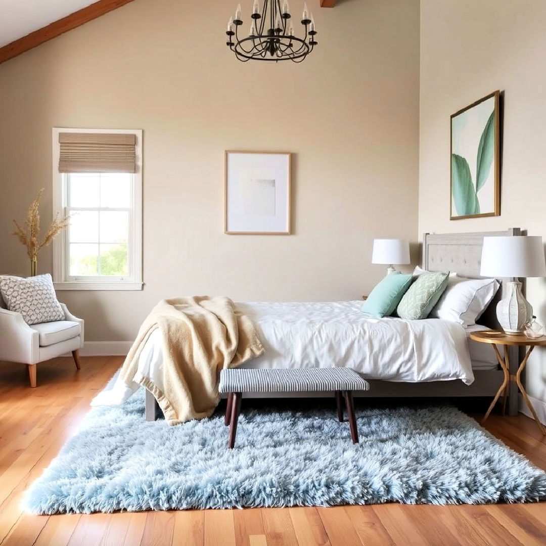 soft blue area rug for a touch of comfort