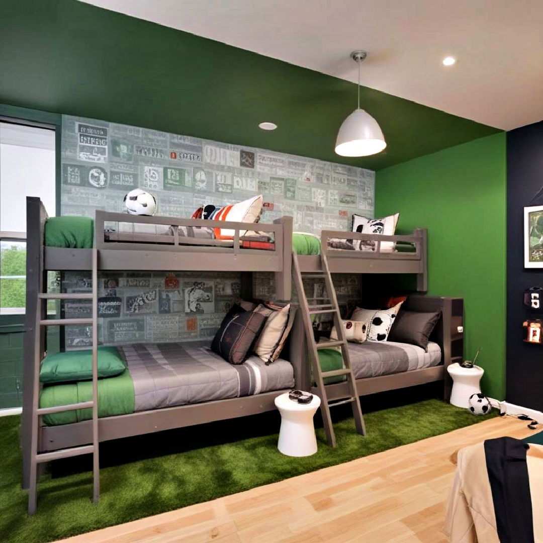 sports themed bunk room