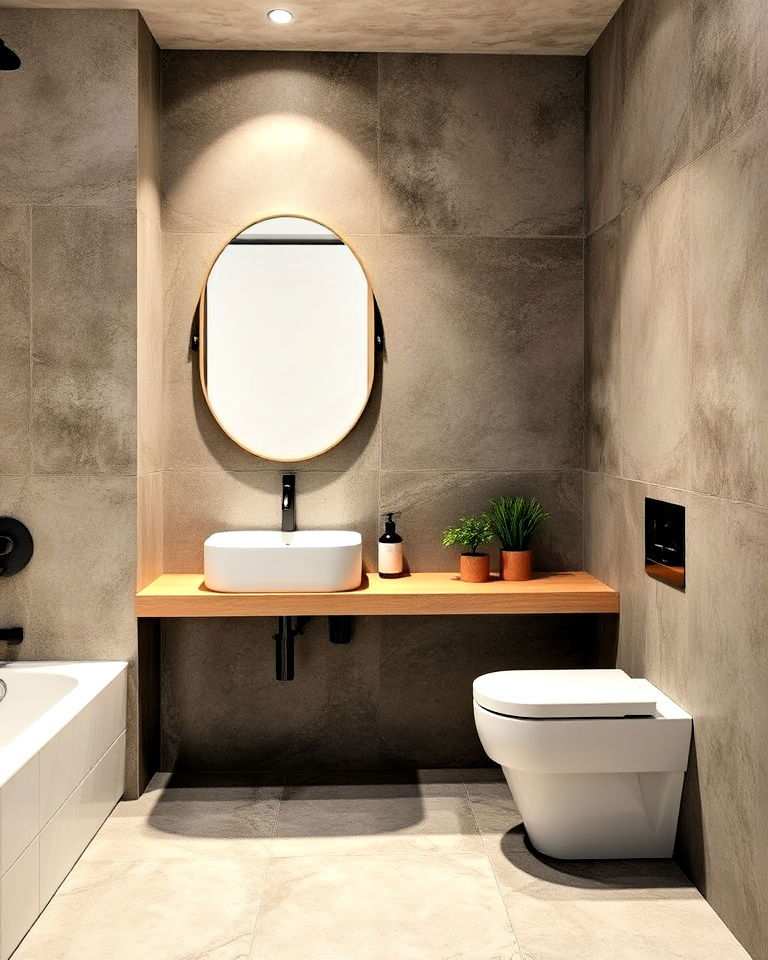 stained concrete walls for bathroom