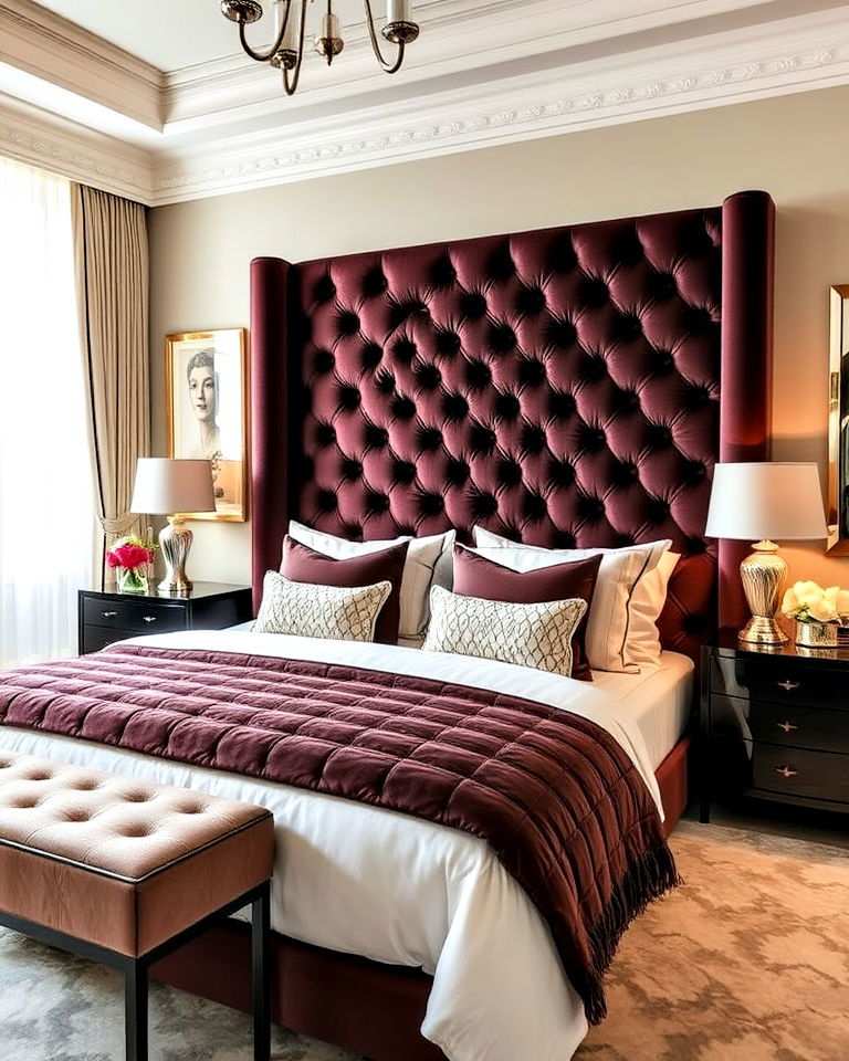 statement headboard for chanel inspired bedroom