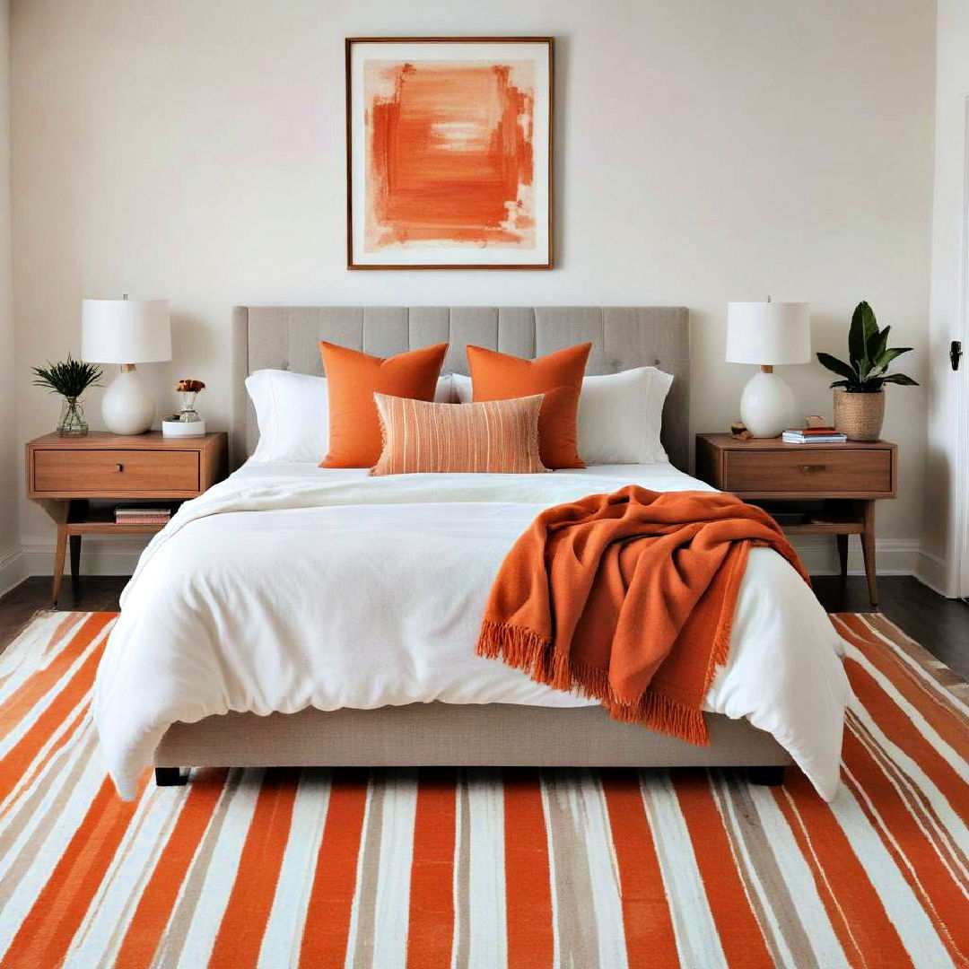 tangerine striped area rug