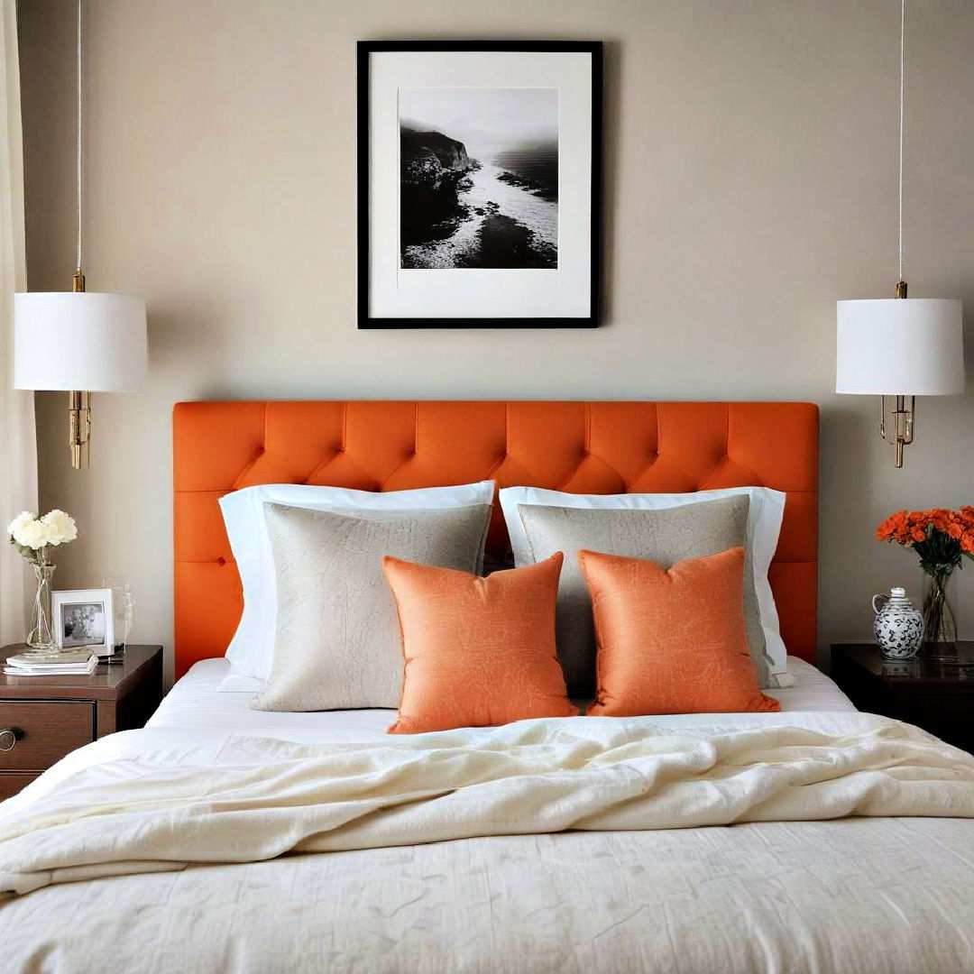 tangerine upholstered headboard