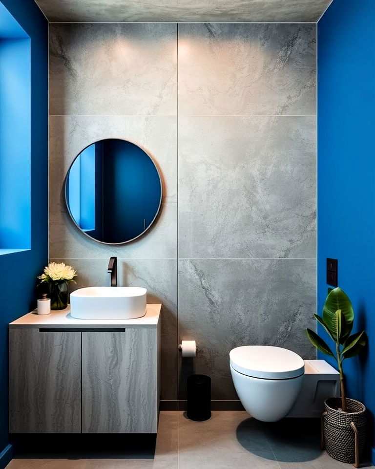 textured concrete accent wall for bathroom