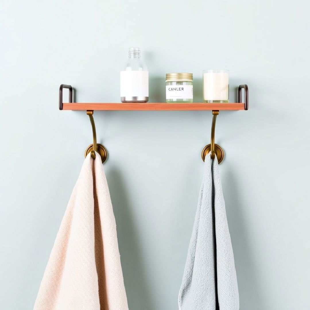 towel hooks with shelf combo