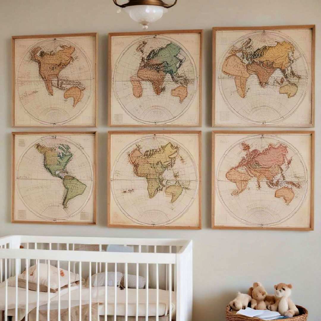 vintage maps as wall art