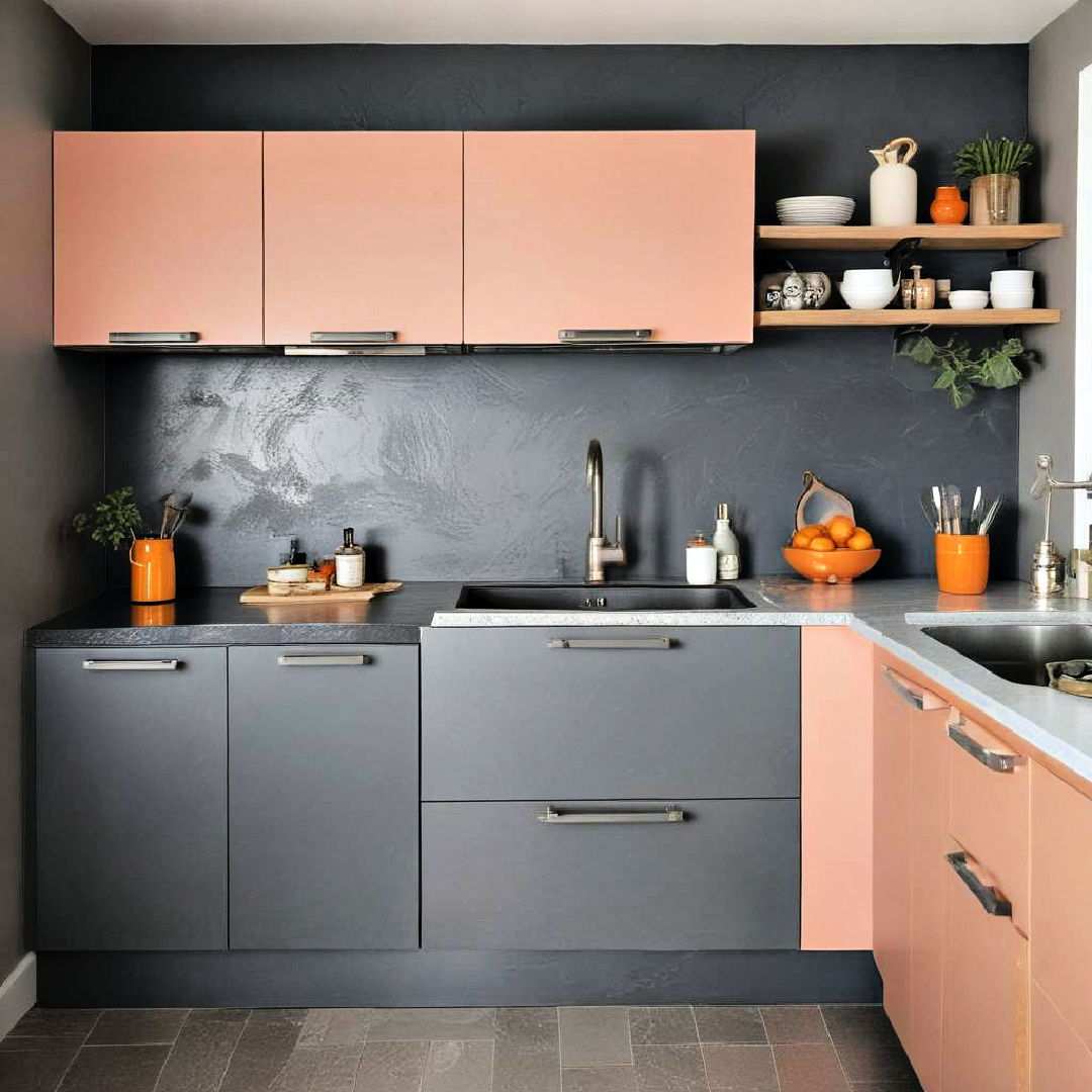 warm peach and slate gray